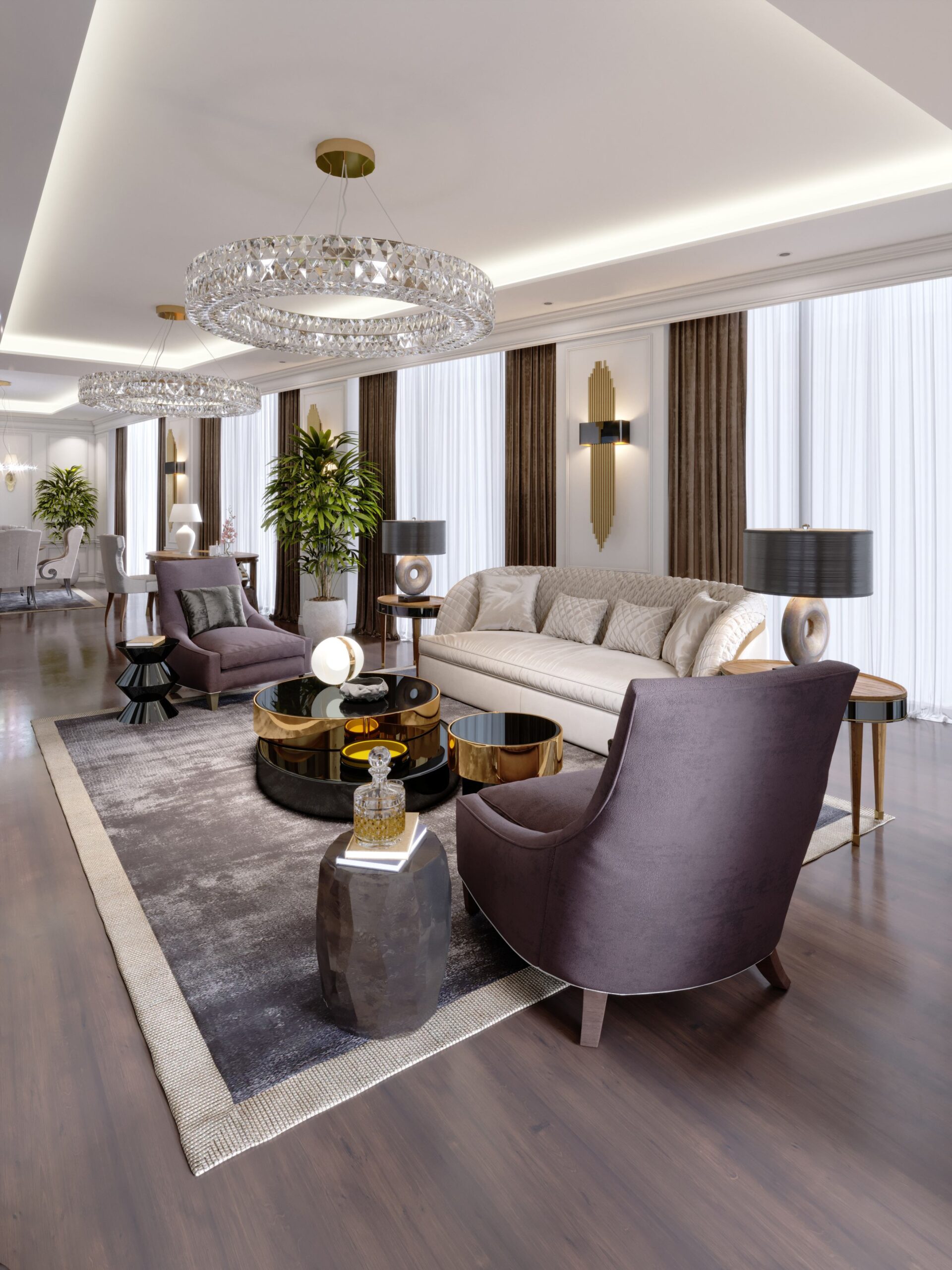 Salon d'un appartement en location saisonnière en Vendée (visuel 3D)